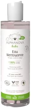 Nettoyant facial pour bébé bio à l'aloe vera Alphanova Bébé - 200 ml  
Hydratant et doux nettoyant pour bébé bio à l'alo