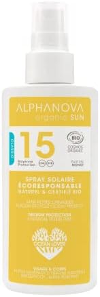 Alphanova Sun Adultes Lait Solaire Moyenne Protection SPF15 125g + Huile Sèche Paradisiaque 125ml Protection Solaire Eff