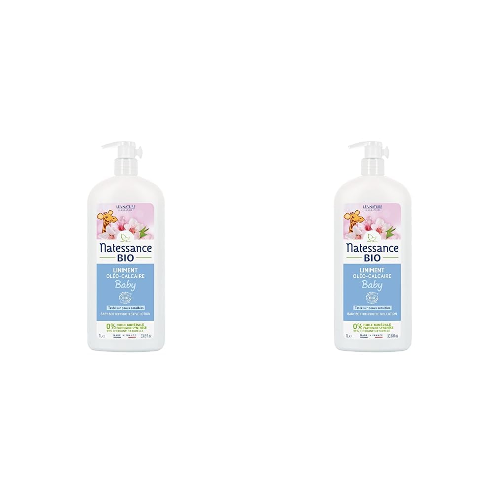 Natessance Liniment oléo-calcaire pour bébé hypoallergénique prévenant les troubles cutanés (Lot de 2)