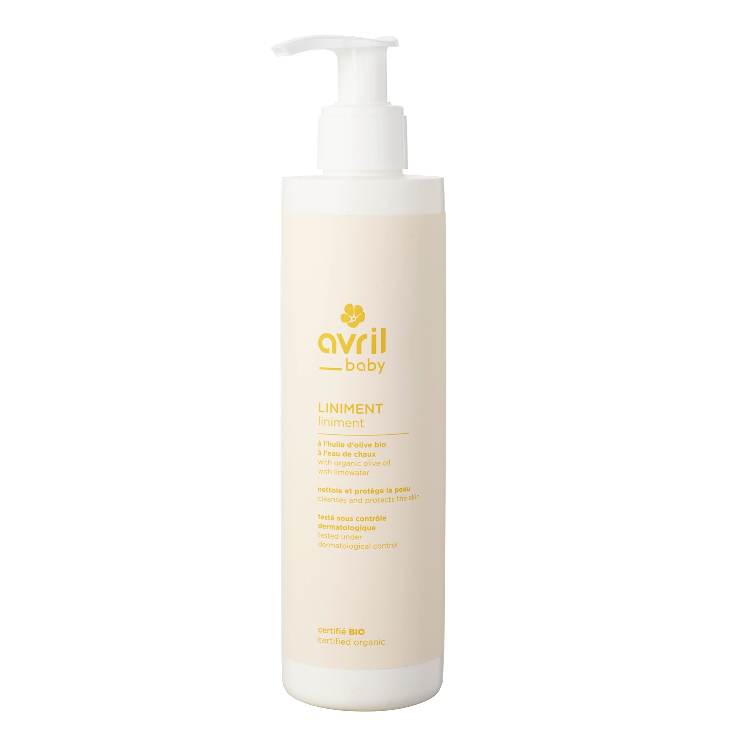 Avril - Liniment Bébé Bio à l'Huile d'Olive - Hypoallergénique pour Peau Fragile - Nettoie et Protège - 100% Naturel - C