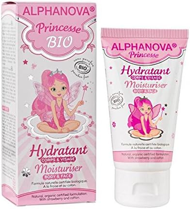 Alphanova Kids Hydratant Princesse Bio pour Enfants 50 ml - Cruelité Libre, Formule Naturelle, Peaux Sèches