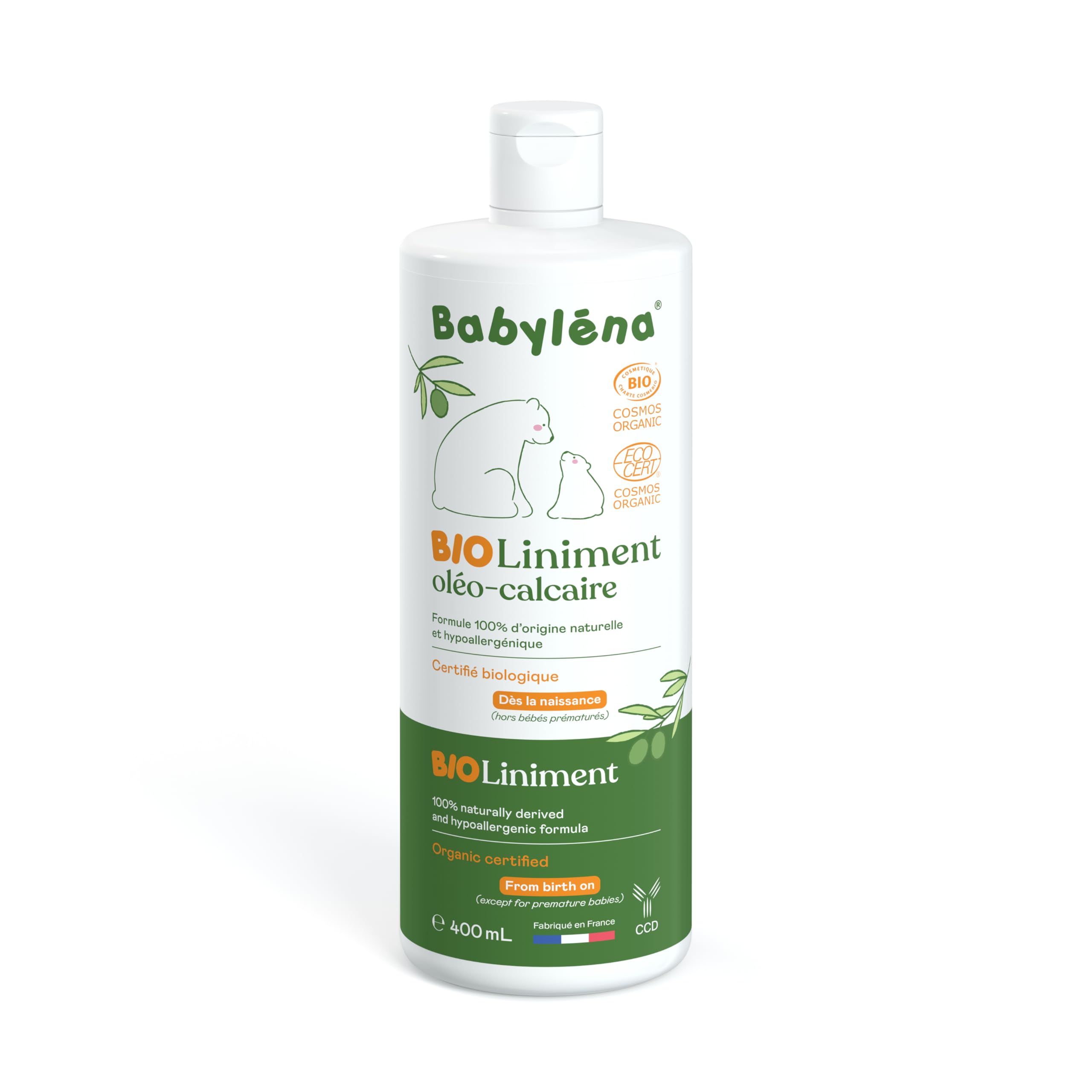 Babyléna BioLiniment Oléo-Calcaire bébé – 100% naturel – Certifié Bio pour bébés – Francefait – Sans parfum – COSMOS Org
